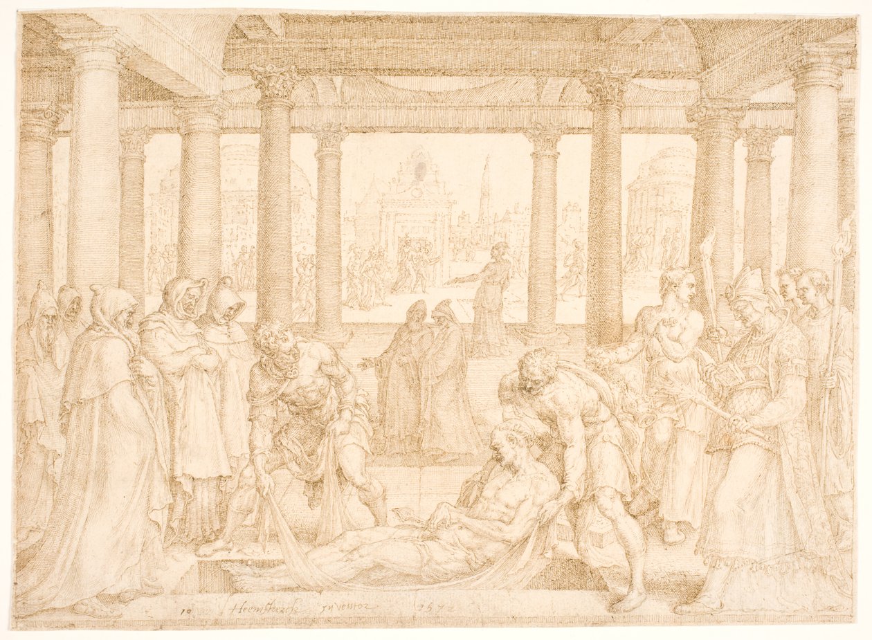 Pochowany św. Szczepan autorstwa Maarten van Heemskerck