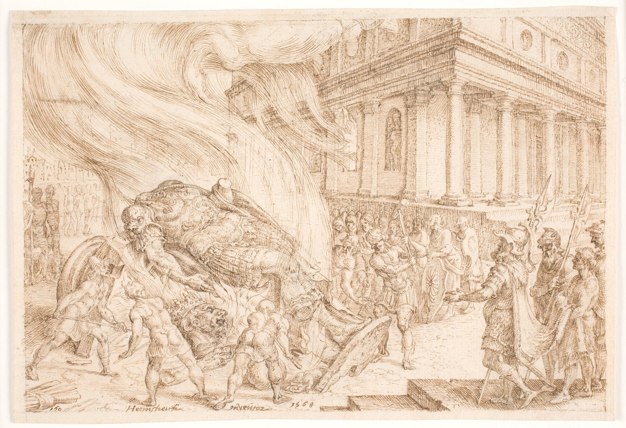 Jehu niszczy dom Baala autorstwa Maarten van Heemskerck