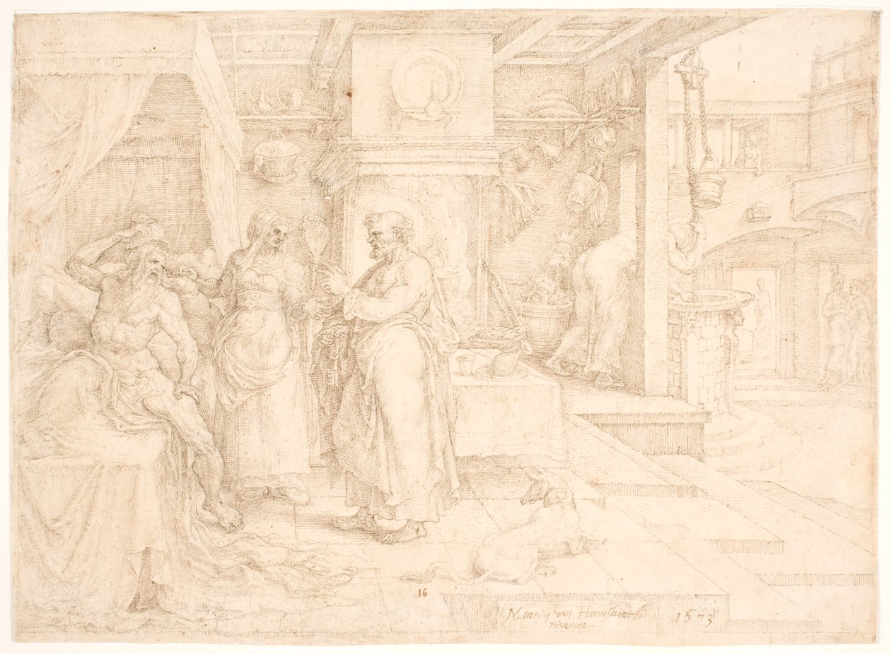 Piotr uzdrawia sparaliżowanego Eneasza autorstwa Maarten van Heemskerck