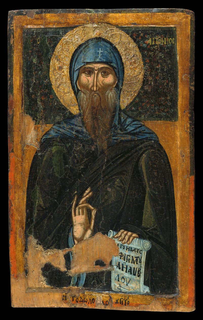 Ikona św. Antoniego (tempera jajeczna na panelu) autorstwa Macedonian School