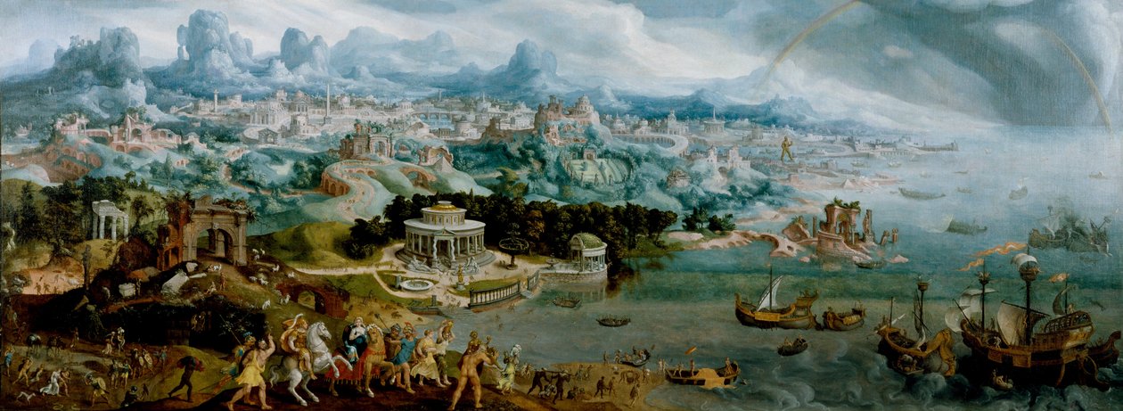 Panorama z uprowadzeniem Heleny wśród cudów starożytnego świata autorstwa Maerten van Heemskerck