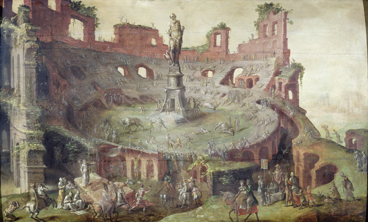 Zabytkowa walka byków, 1552 autorstwa Maerten van Heemskerck