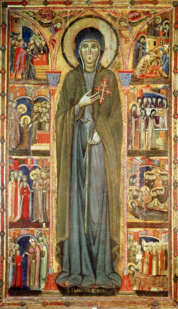 Św. Klara ze scenami z życia (tempera na desce) autorstwa Maestro di Santa Chiara