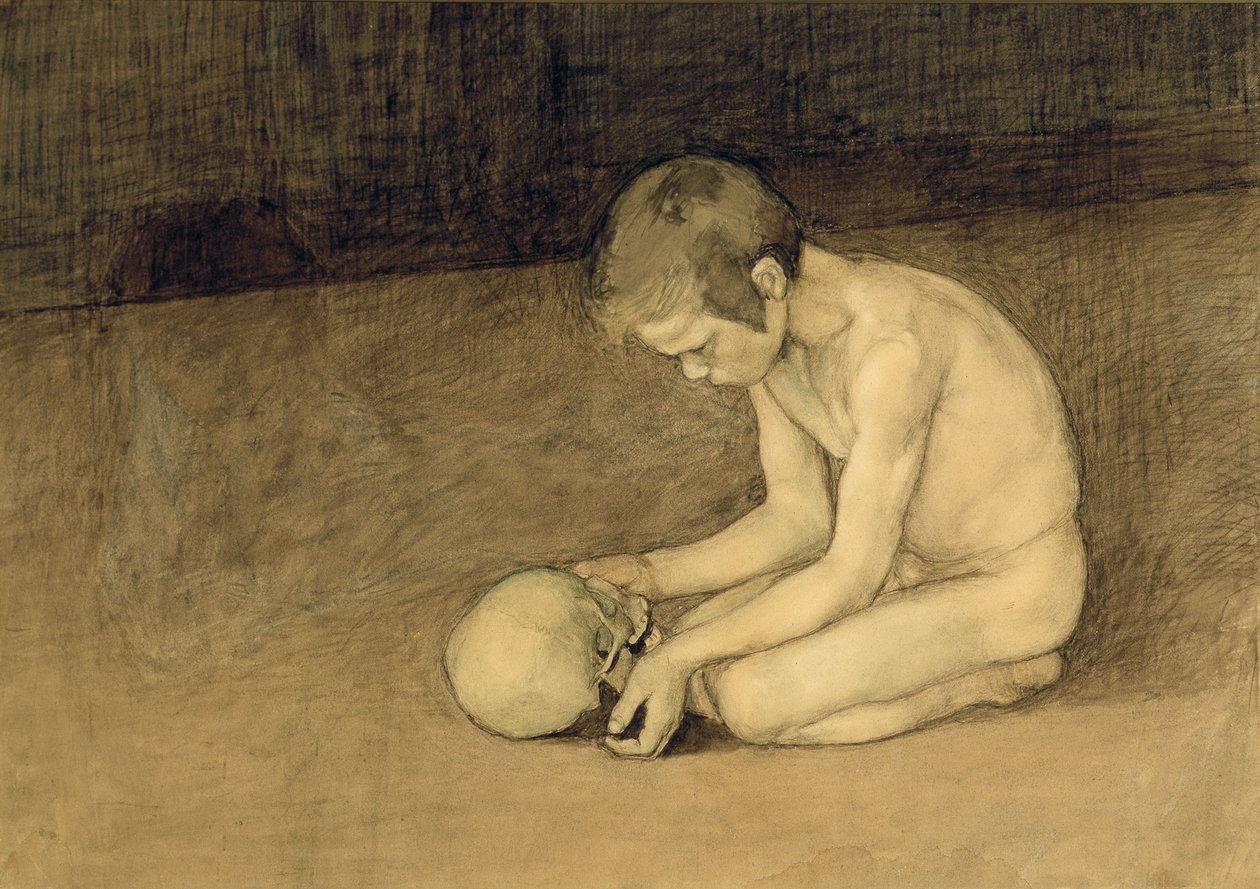 Chłopiec z czaszką autorstwa Magnus Enckell