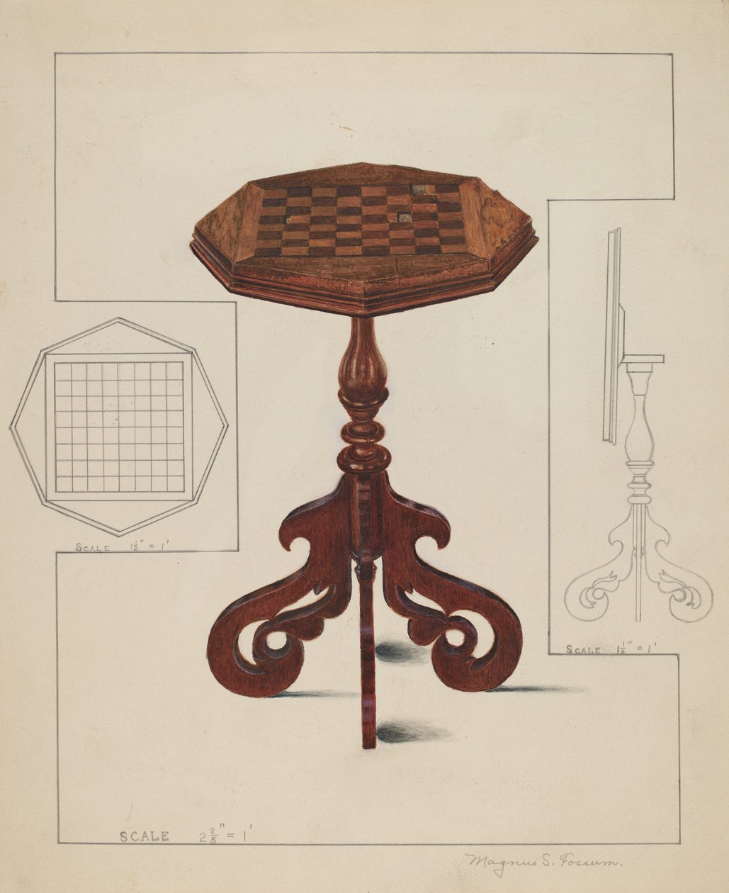 Szachownica Blat uchylny, ok. 1900 1936. autorstwa Magnus S. Fossum