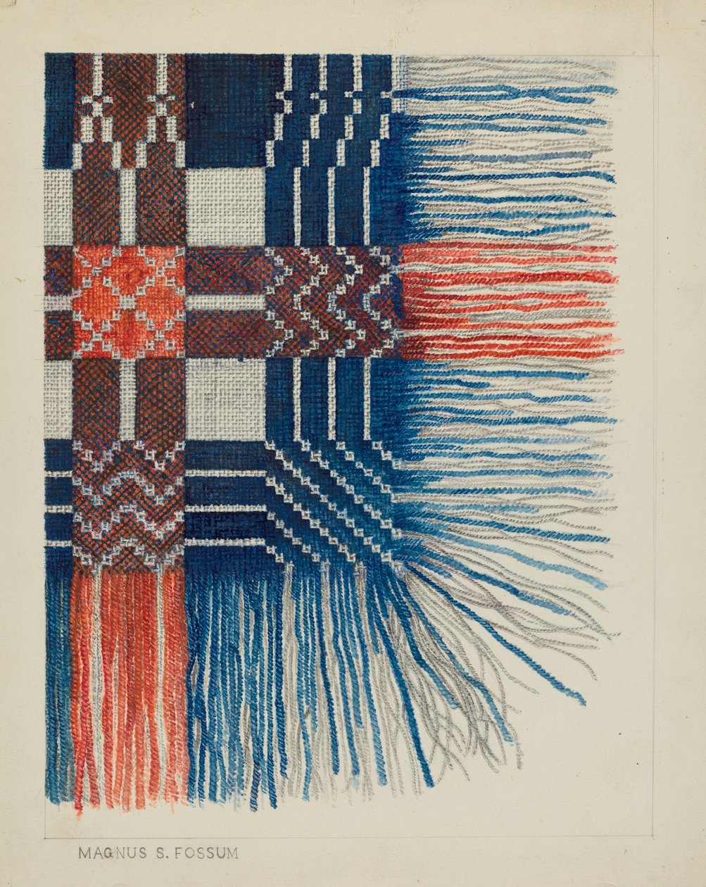 Detal tkanej narzuty, c. 1937. autorstwa Magnus S. Fossum