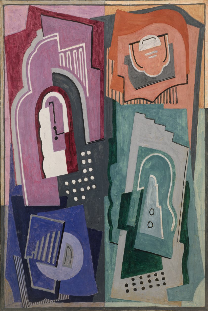 Kompozycja pięcioelementowa, c.1929 (gwasz) autorstwa Mainie Jellett
