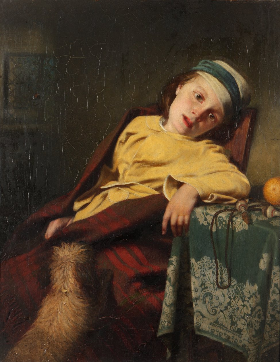 Chore dziecko z psem, 1857 autorstwa Malcom Steward