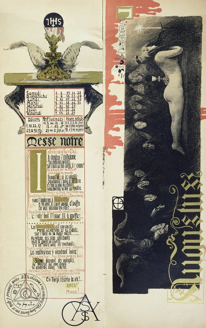 Czarna Msza, miesiąc sierpień dla magicznego kalendarza opublikowanego w recenzji „Art Nouveau”, 1896 r. autorstwa Manuel Orazi