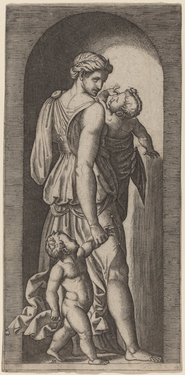 Jałmużna autorstwa Marcantonio Raimondi after Raphael