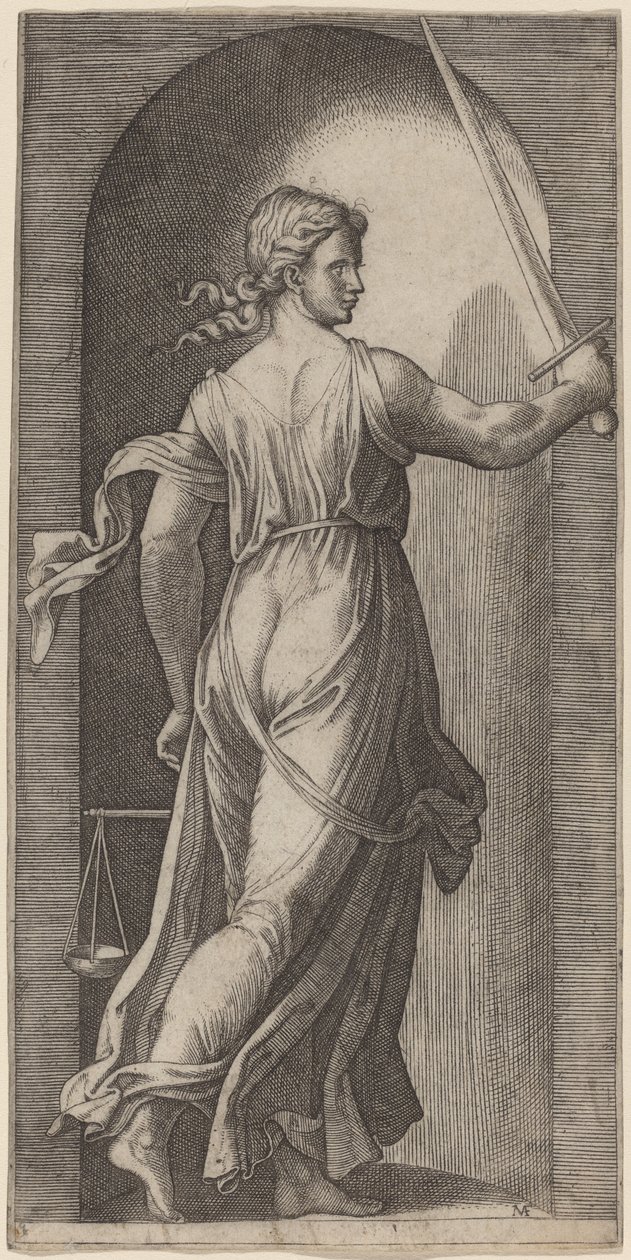 Sprawiedliwość autorstwa Marcantonio Raimondi after Raphael