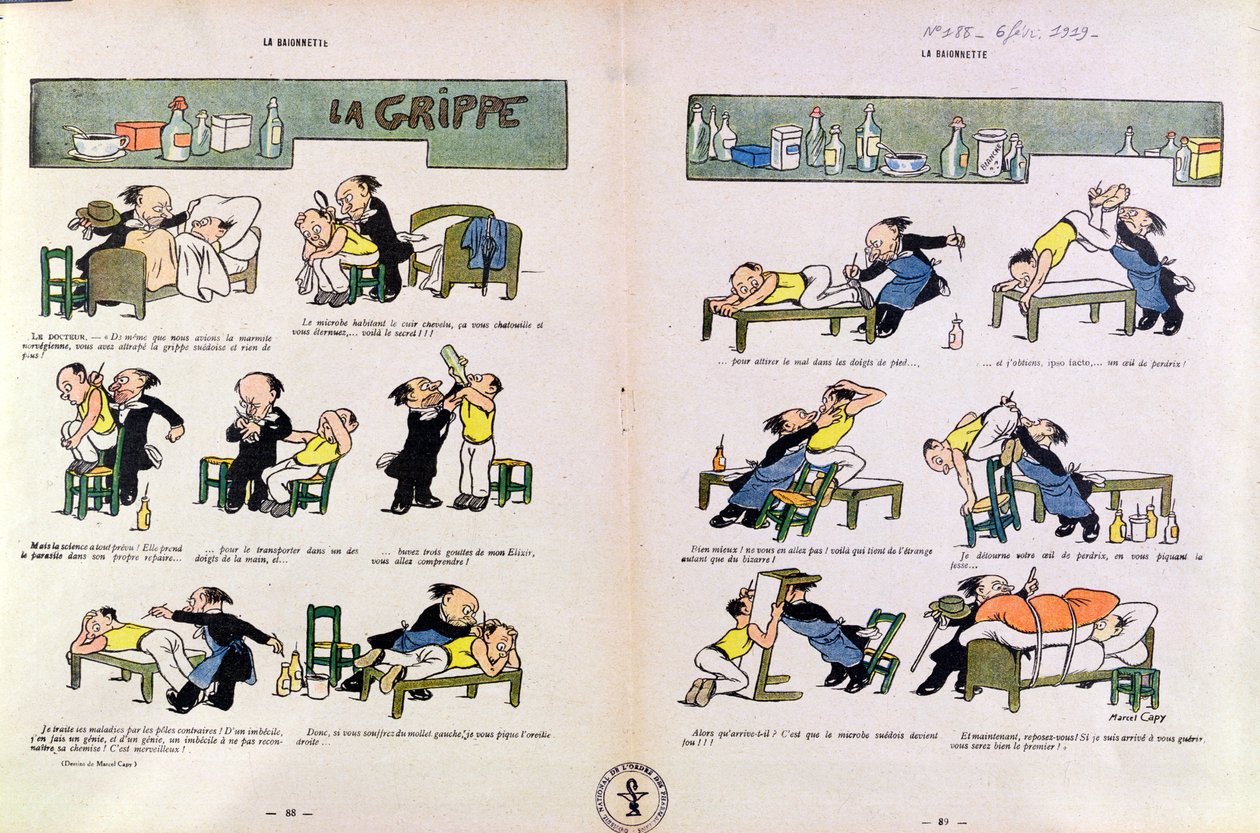 Hiszpańska grypa, z „La Baionnette”, 6 lutego 1919 autorstwa Marcel Amable O.L. Capy