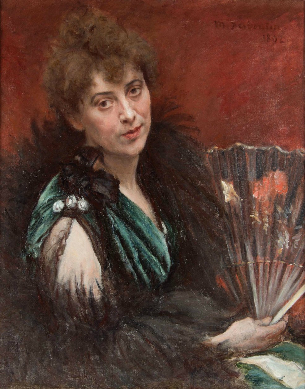 Kobieta z wachlarzem, 1892. autorstwa Marcellin Gilbert Desboutin
