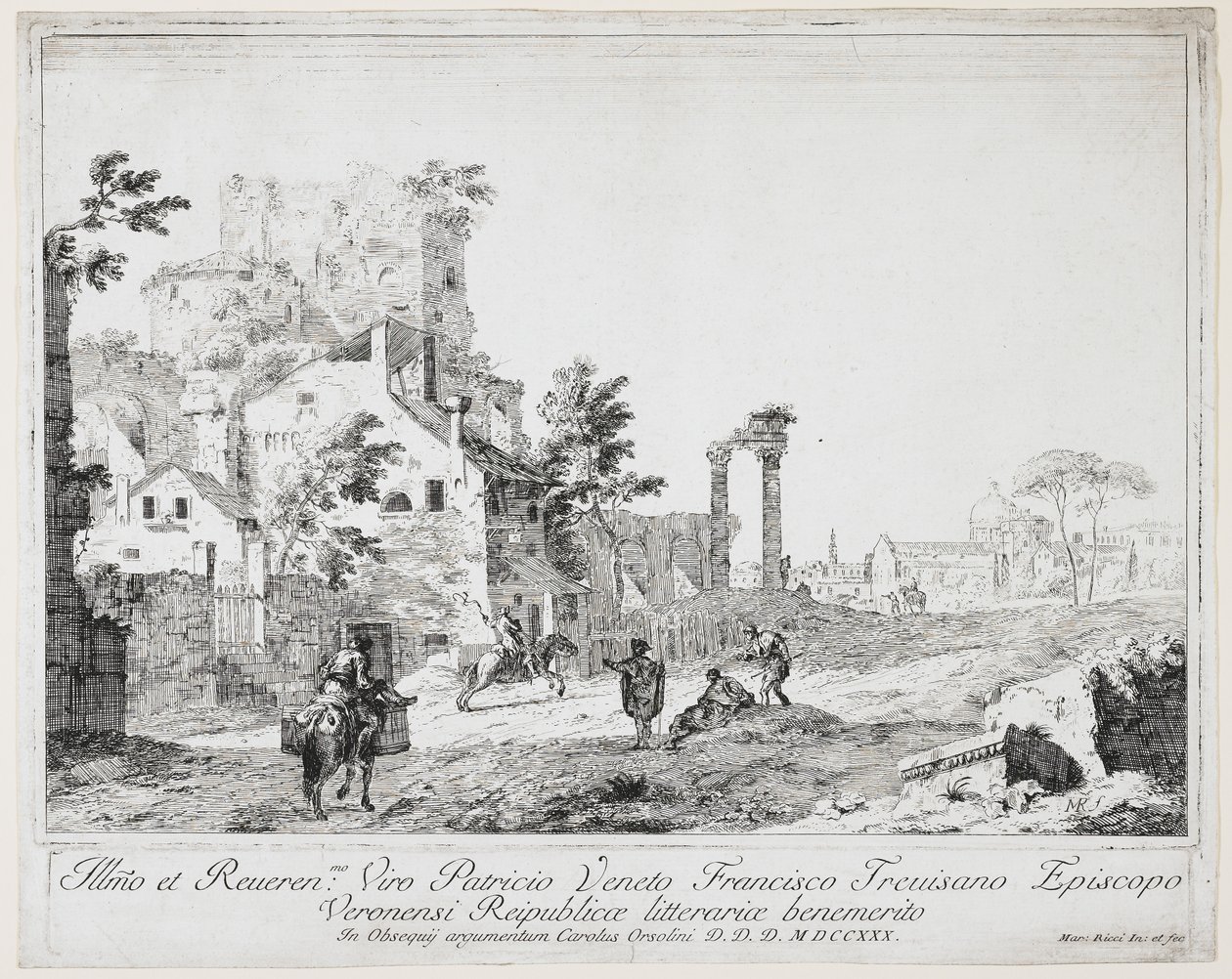 Droga przez wieś, 1730 autorstwa Marco Ricci