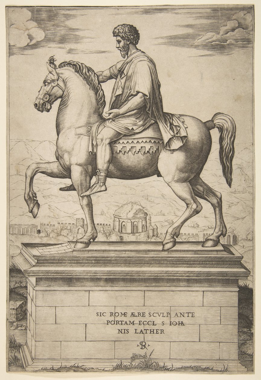Posąg konny Marka Aureliusza, 1515-27. autorstwa Marco Dente