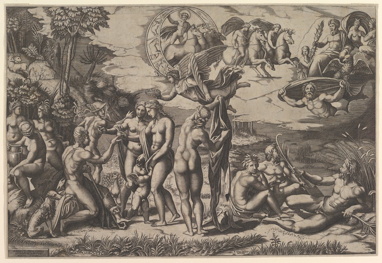 Wyrok Paryża, 1515-27. autorstwa Marco Dente