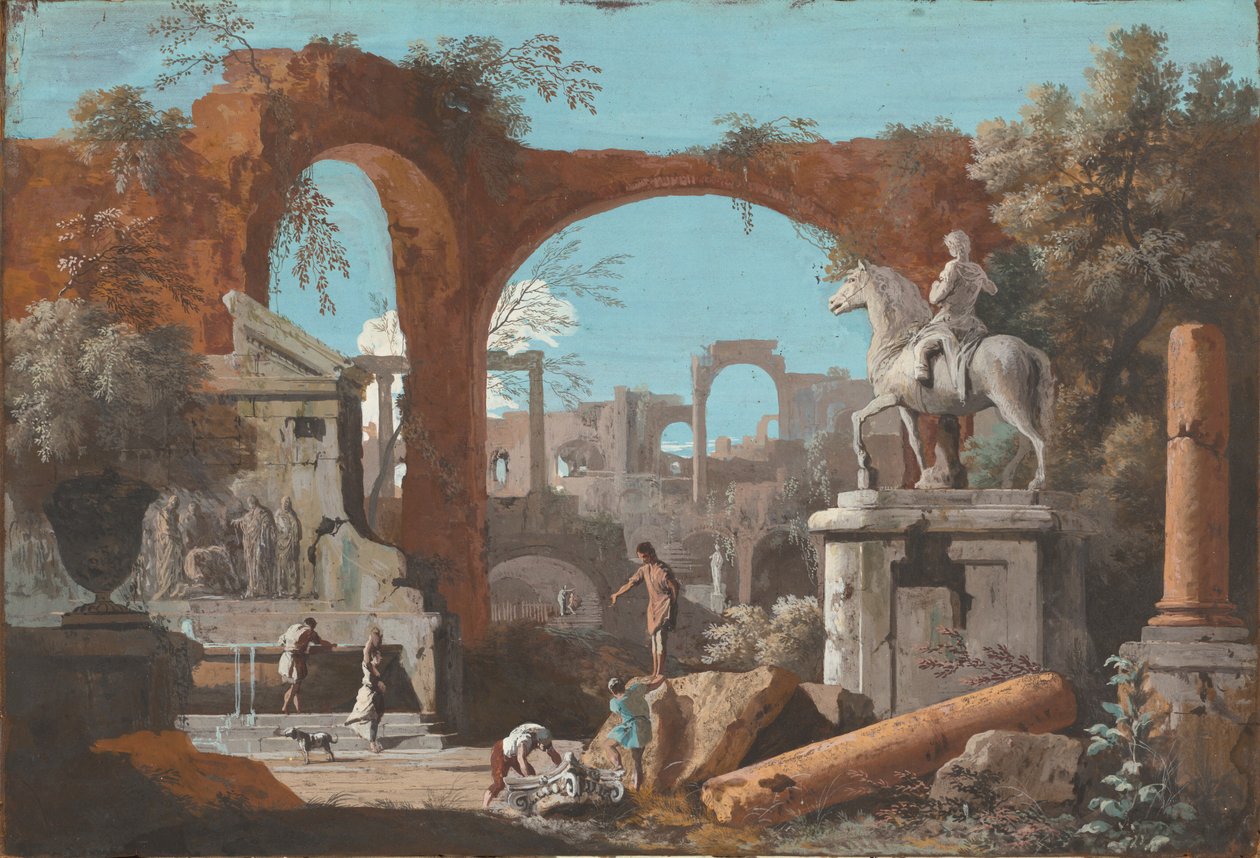 Capriccio rzymskich ruin autorstwa Marco Ricci