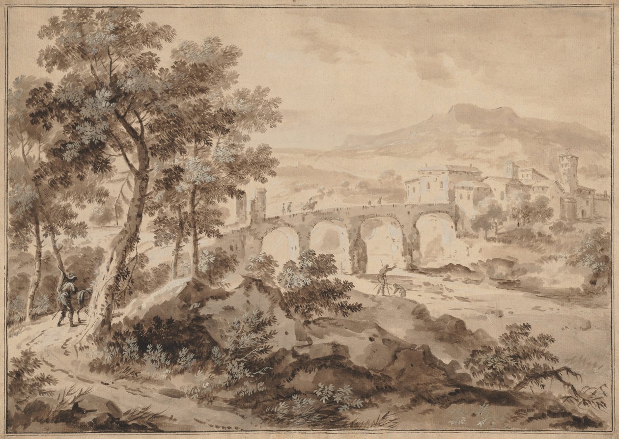 Krajobraz z mostem, 1700-1729. autorstwa Marco Ricci