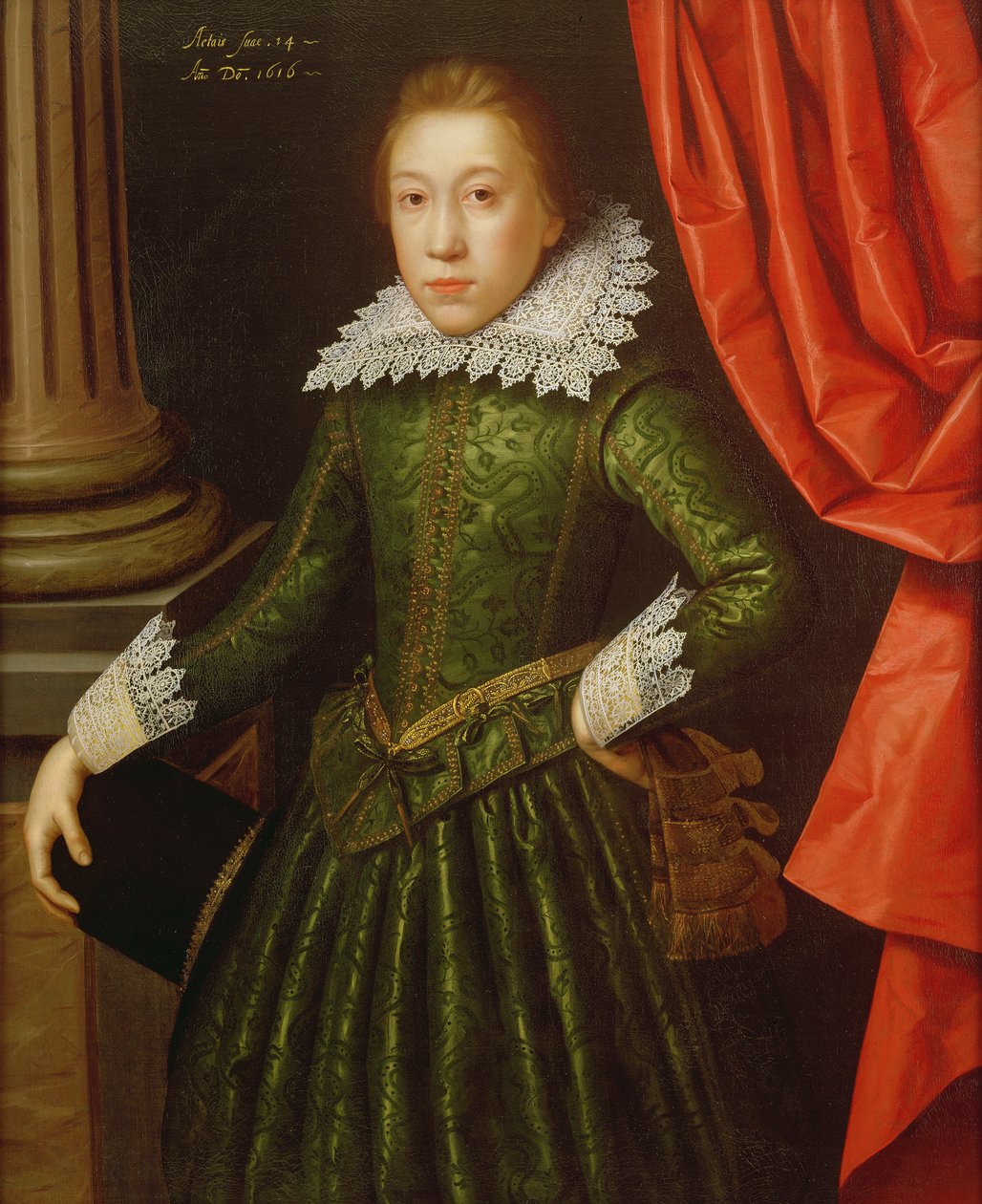 Portret chłopca z rodziny de Ligne, 1616 (jeden z pary) (patrz też 142777) autorstwa Marcus Gheeraerts