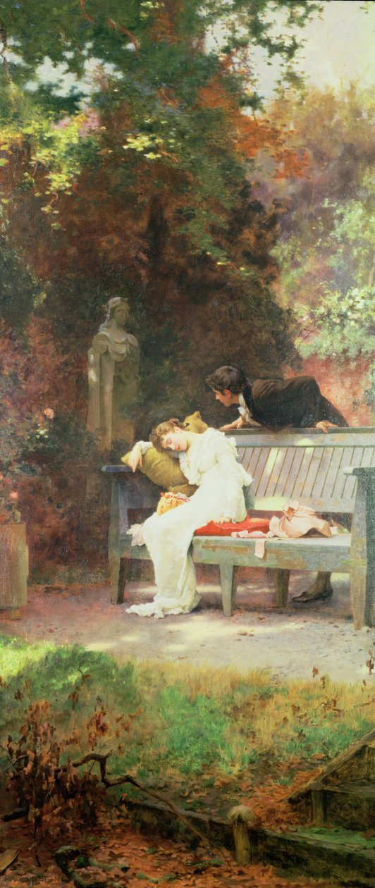 Skradziony pocałunek, 1894 autorstwa Marcus Stone