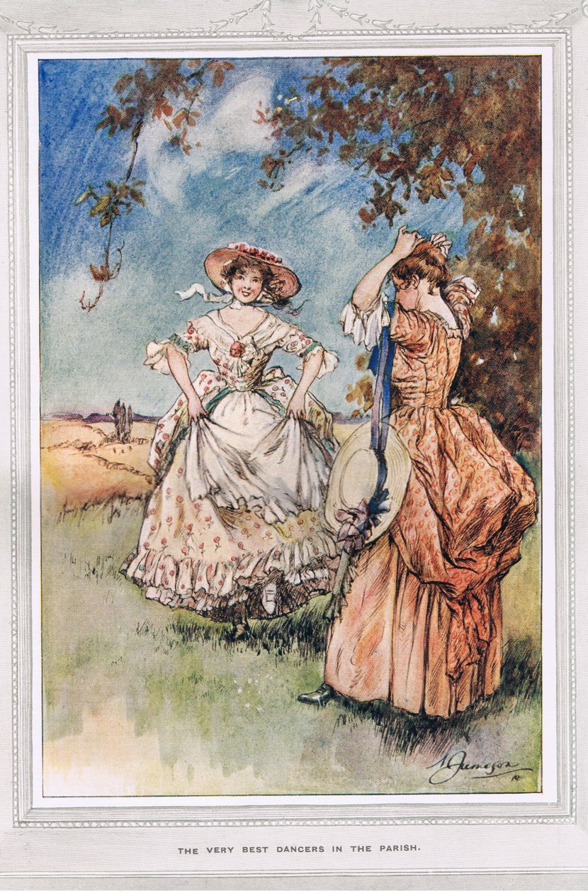 Najlepsi tancerze w parafii, ilustracja z „Wikariusza Wakefielda” Olivera Goldsmitha, ok. 1910 autorstwa Margaret Jameson