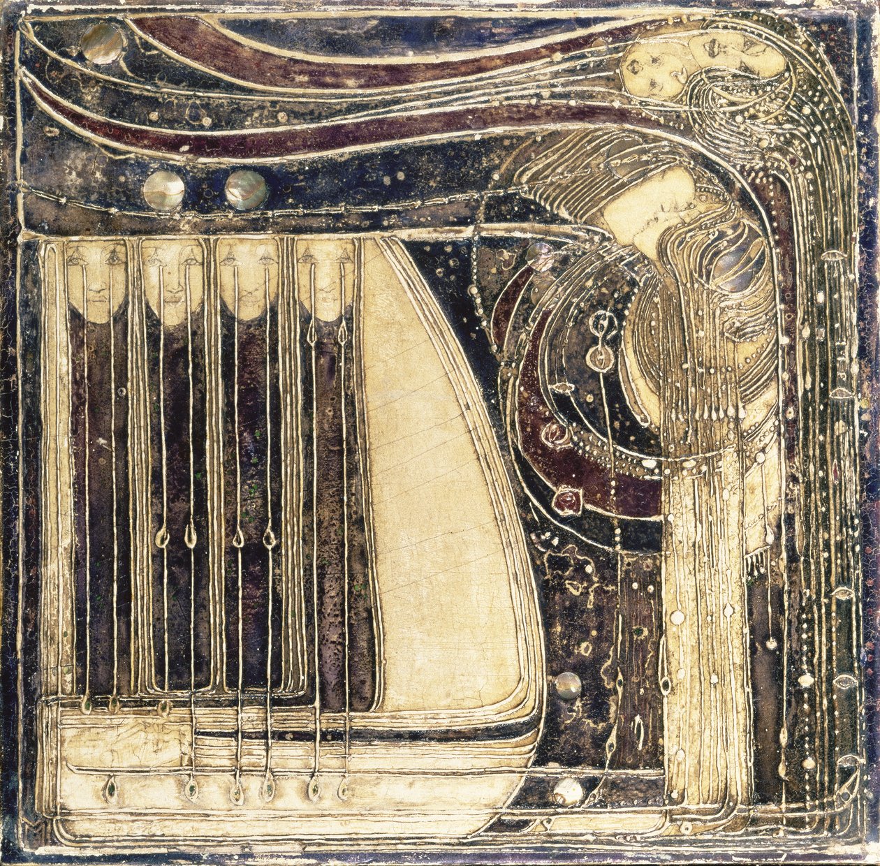 Opera morska, ok. 1902 (płyta inkrustowana zaprawą) autorstwa Margaret MacDonald Mackintosh