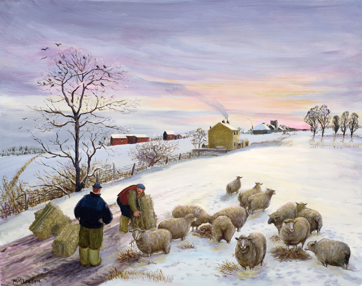 Karmienie owiec zimą autorstwa Margaret Loxton
