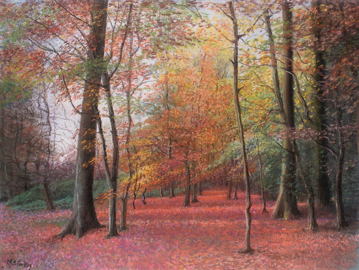 Jesień w lesie, 1999 (pastel) autorstwa Margo Starkey