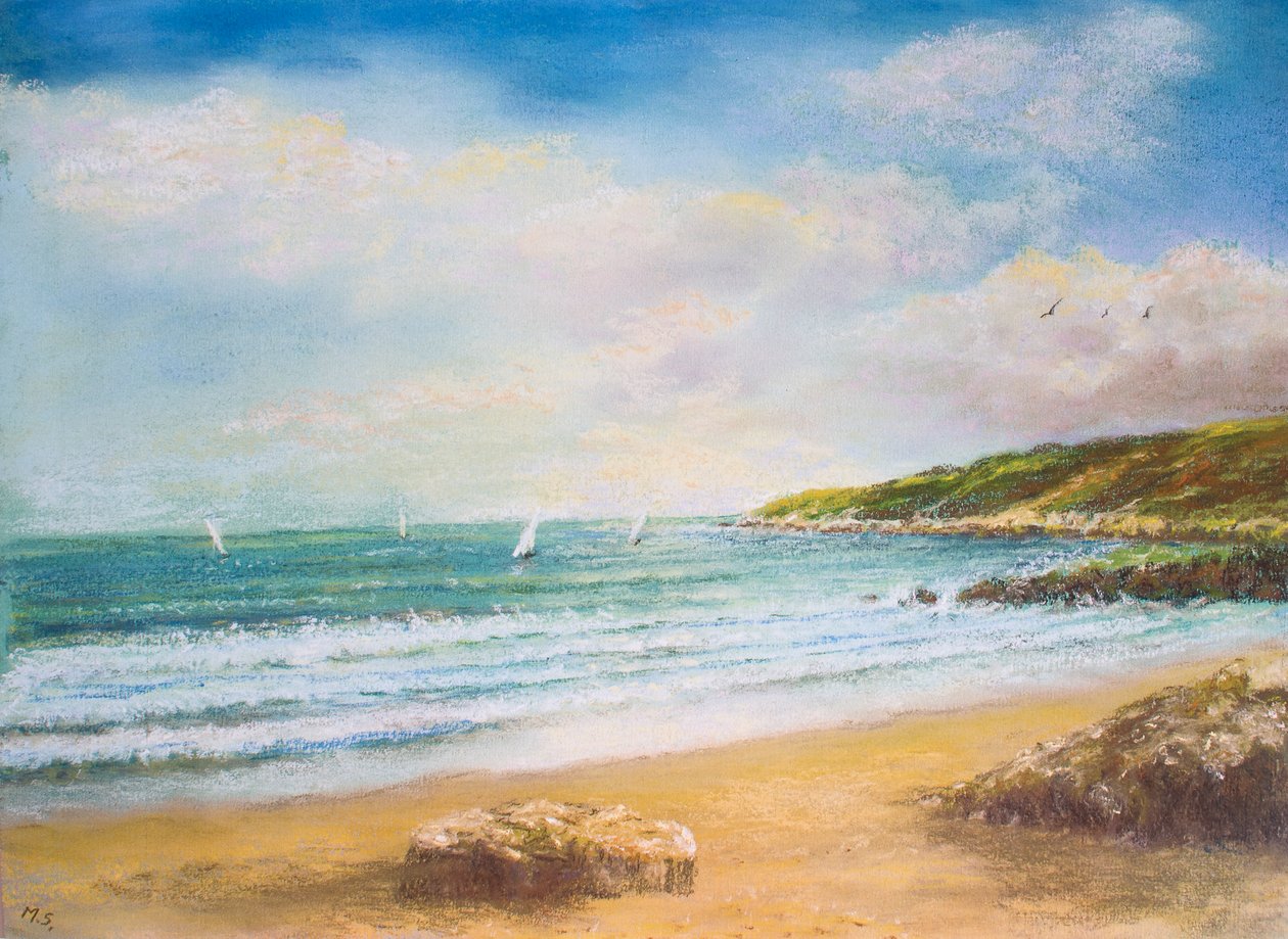 Pejzaż morski Devon, 2000 (pastel) autorstwa Margo Starkey
