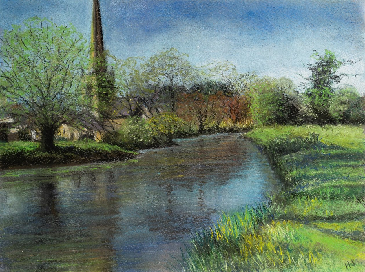 Kościół Burford, Cotswolds, 2020 (pastel) autorstwa Margo Starkey