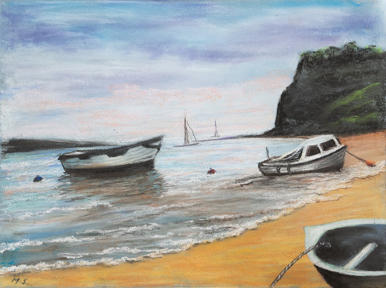 Shaldon Beach South Devon, 2022 (pastel) autorstwa Margo Starkey