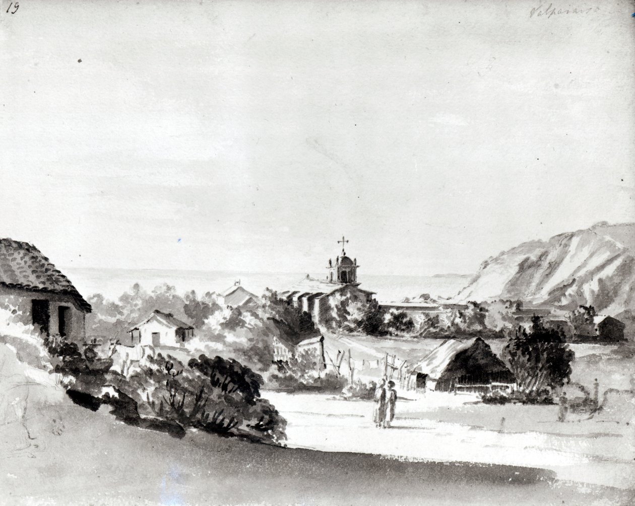 Valparaiso (akwarela na papierze) autorstwa Maria Callcott
