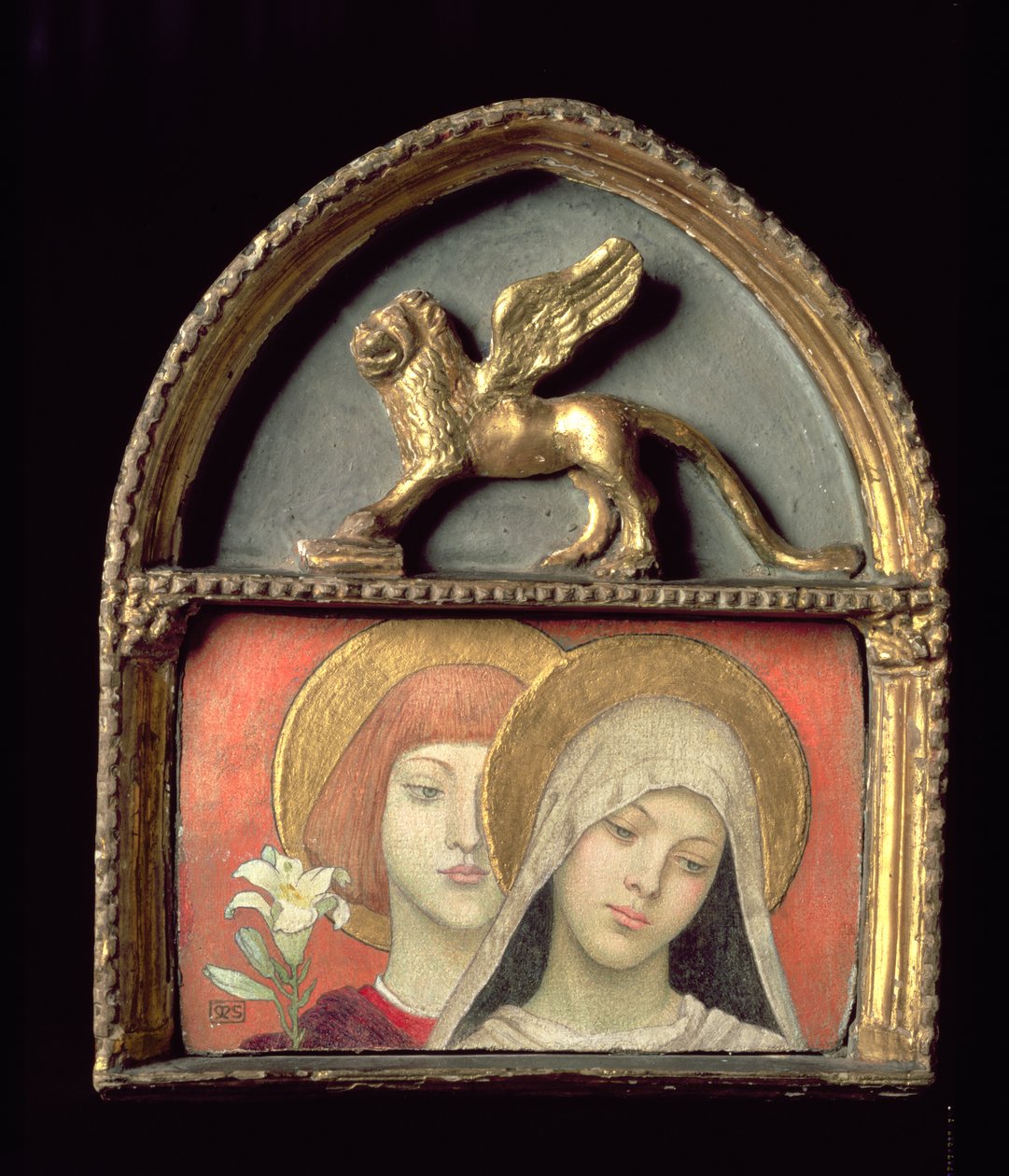 Zdrowaś Maryjo! C.1891 (temperatura i złoto na panelu) autorstwa Marianne Stokes