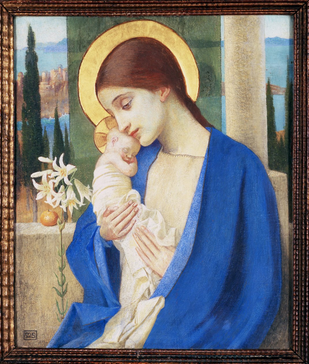 Madonna z Dzieciątkiem, c.1905 (tempera na panelu) autorstwa Marianne Stokes