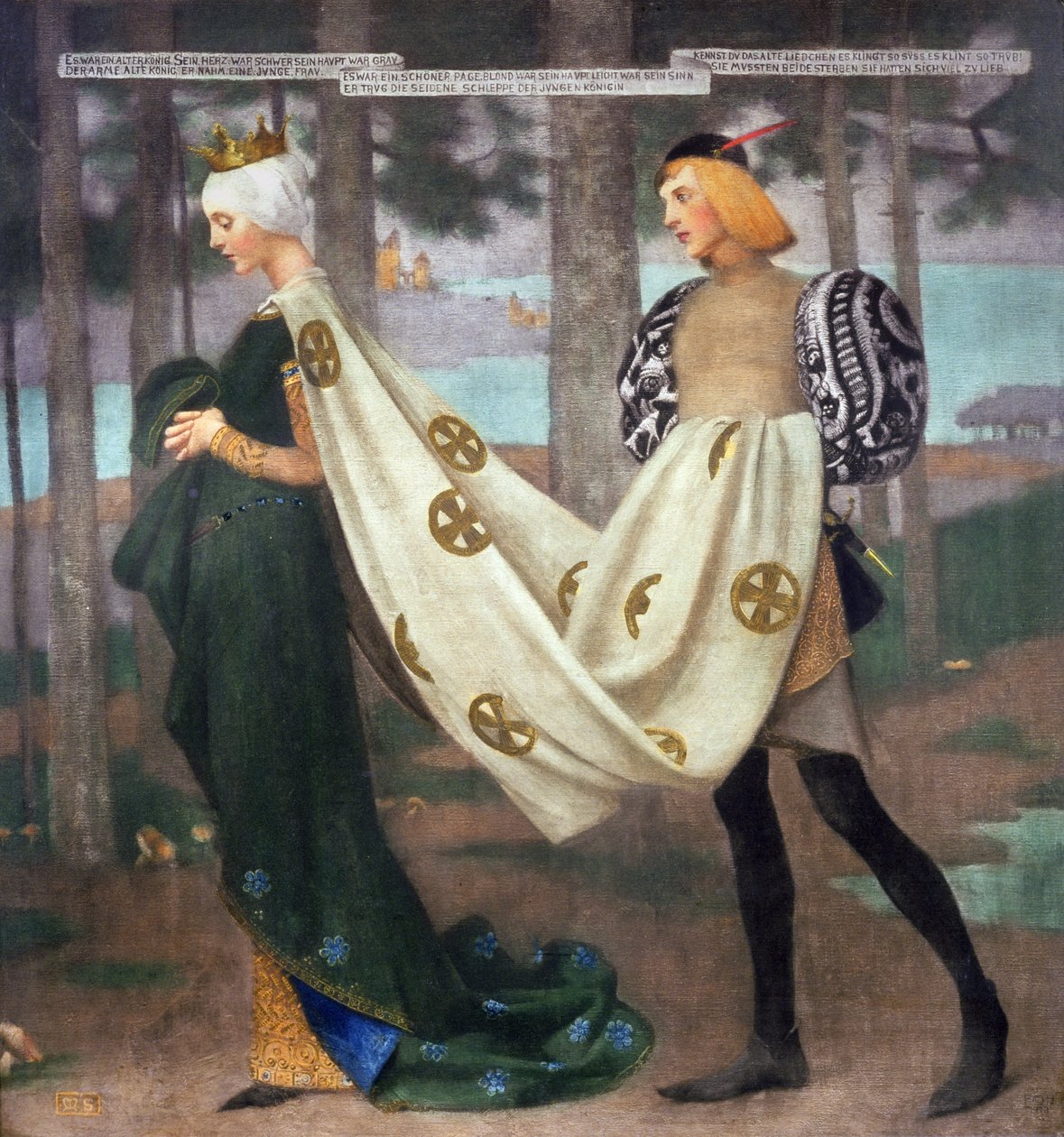 Królowa i strona, 1896 autorstwa Marianne Stokes