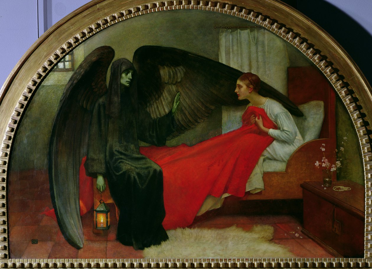 Młoda dziewczyna i śmierć, ok. 1900 autorstwa Marianne Stokes