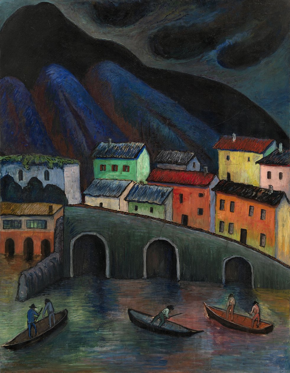 Nocne łowienie ryb w Asconie, lata 20.-1930. autorstwa Marianne von Werefkin