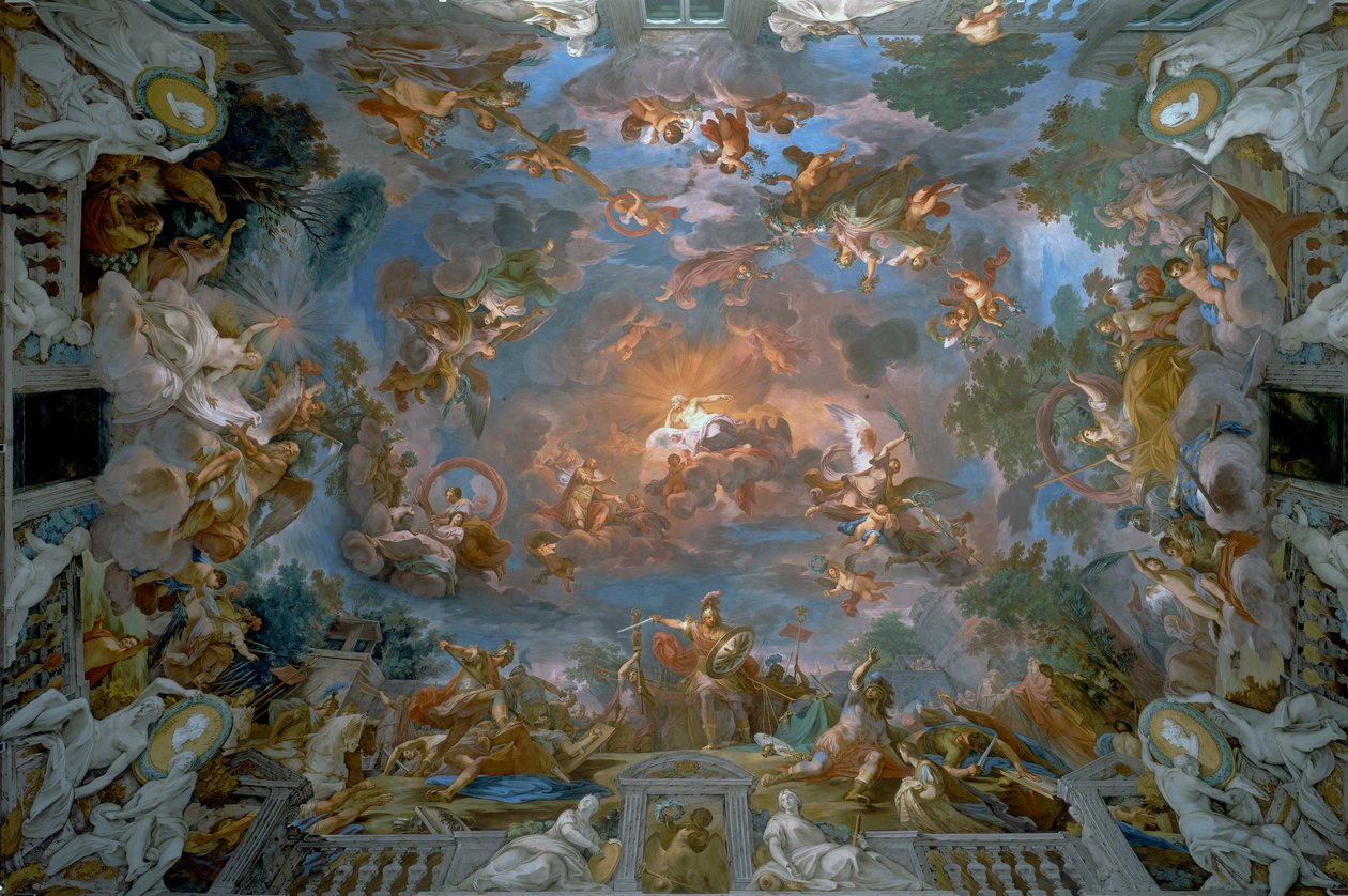Camillus zerwanie traktatu z Brenno i alegorie chwały, sufit holu wejściowego, Galleria Borghese autorstwa Mariano Rossi