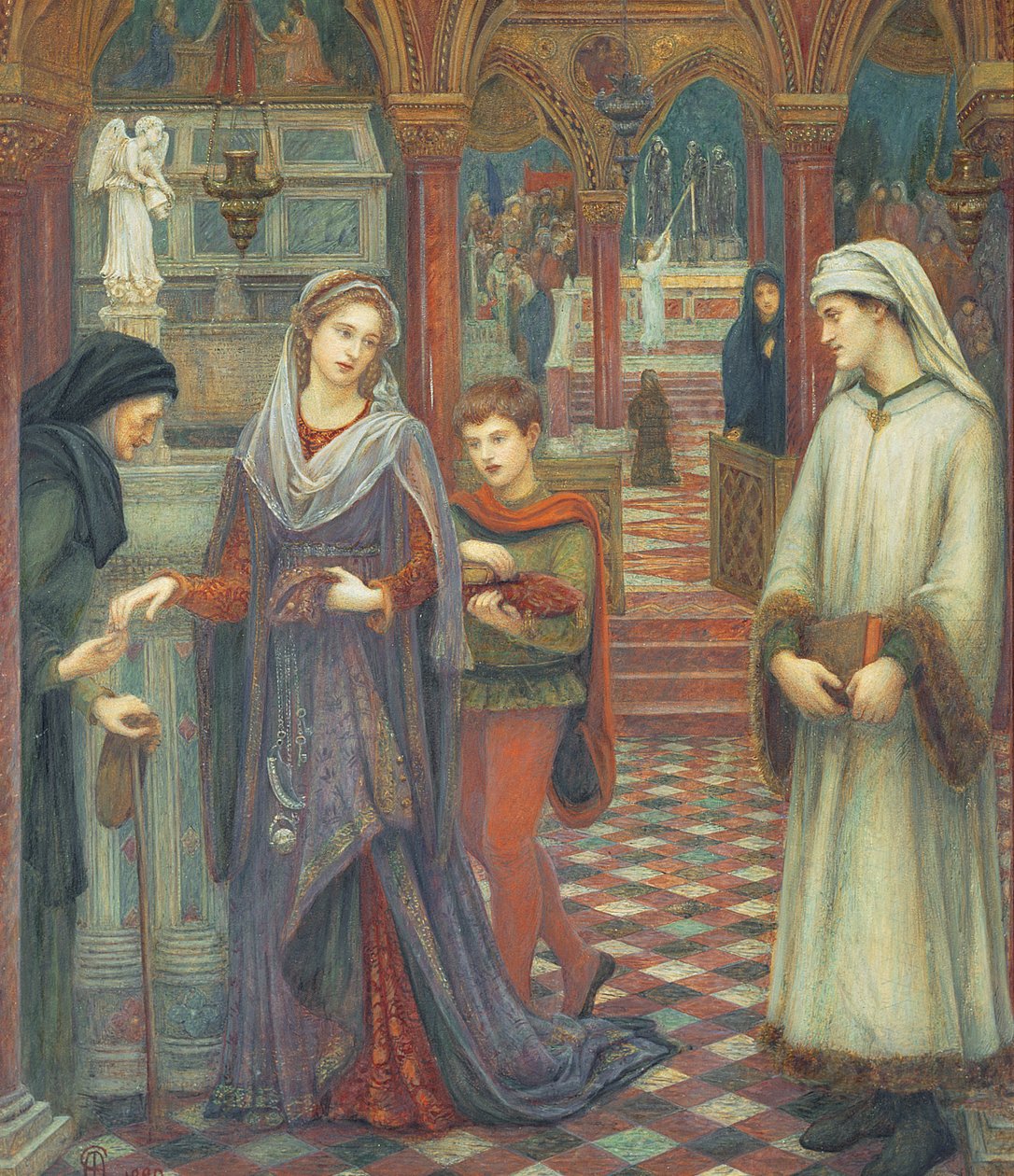 Dante i Beatrice, 1880 (wc i kolor nadwozia na papierze) autorstwa Marie Spartali Stillman