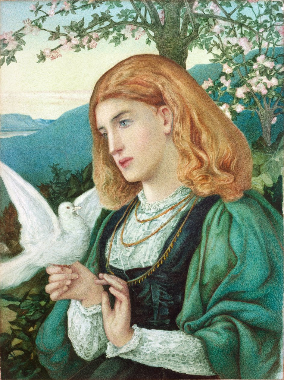 Figura dziewczynki (akwarela i ołówek na papierze) autorstwa Marie Spartali Stillman