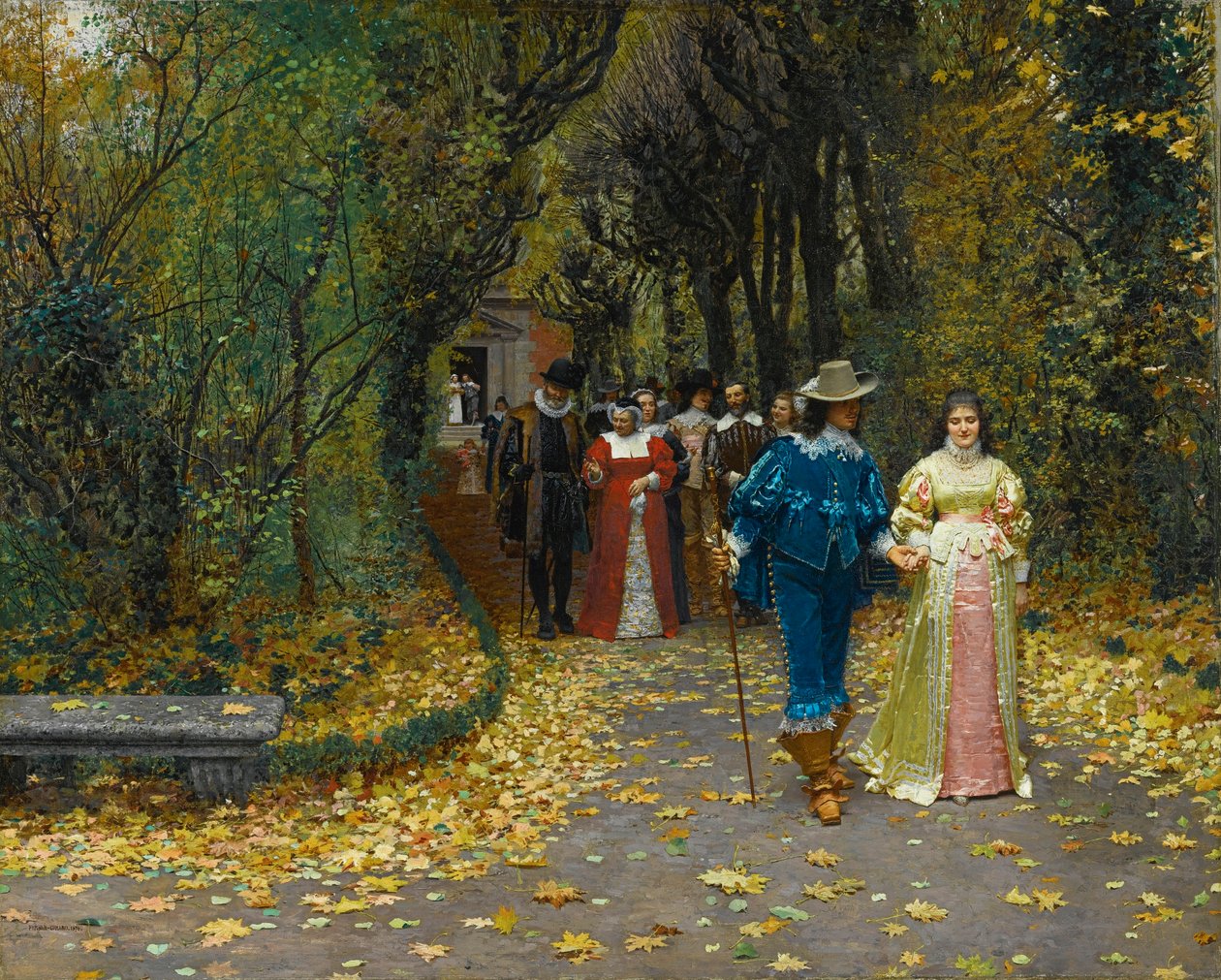 Francuski:  Les fiancés The Betrothed autorstwa Marie Francois Firmin Girard