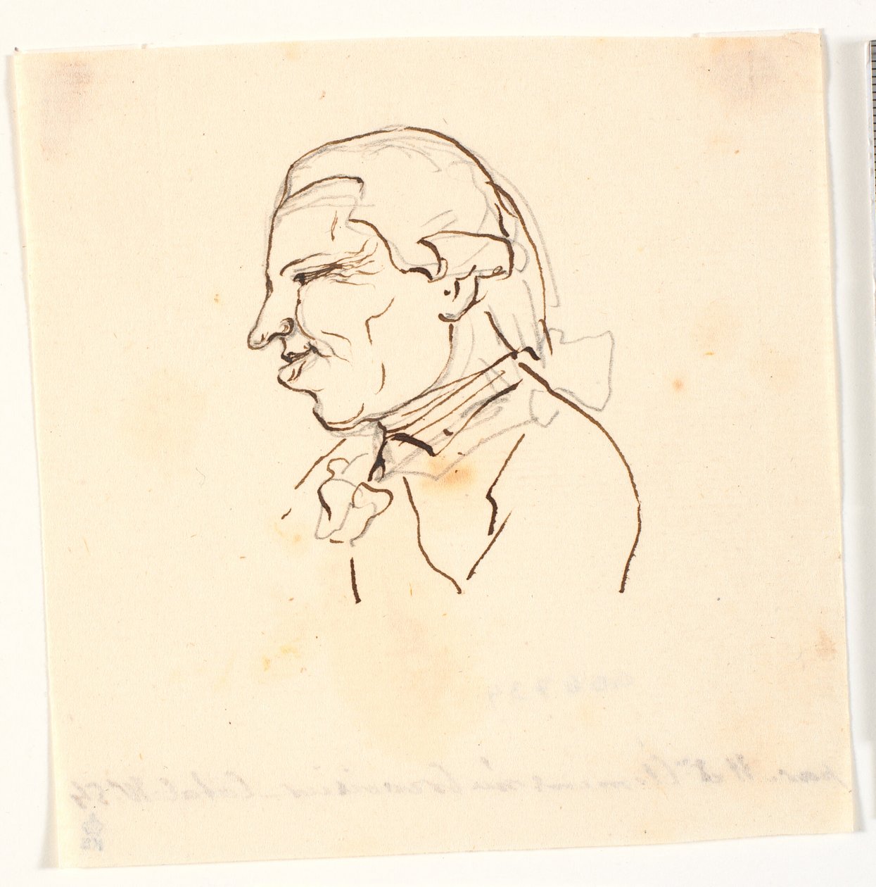 Portret męski. Profil po lewej. Karykatura autorstwa Marie Jeanne Clemens