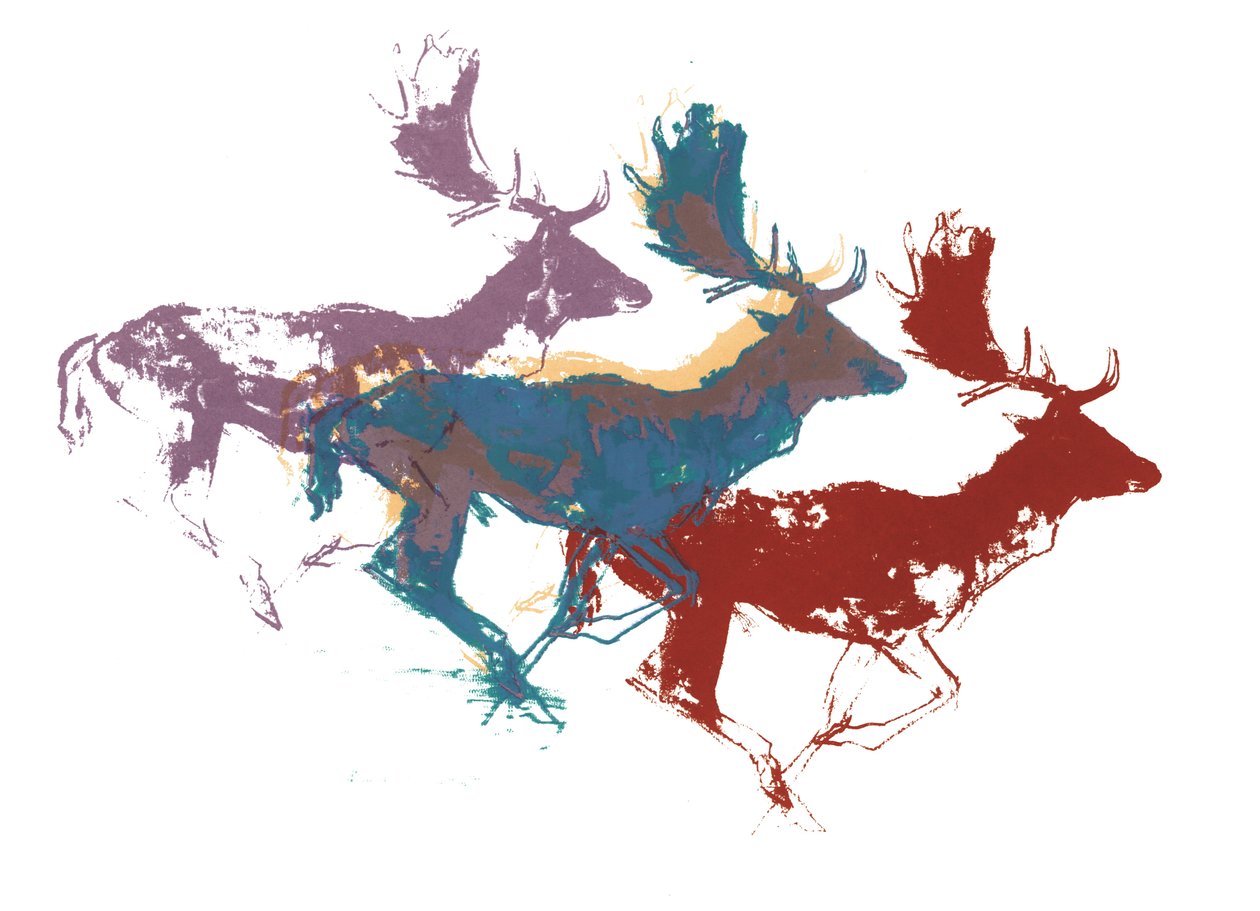 Fallow Bucks (trzy), 2015, (sitodruk) autorstwa Mark Adlington