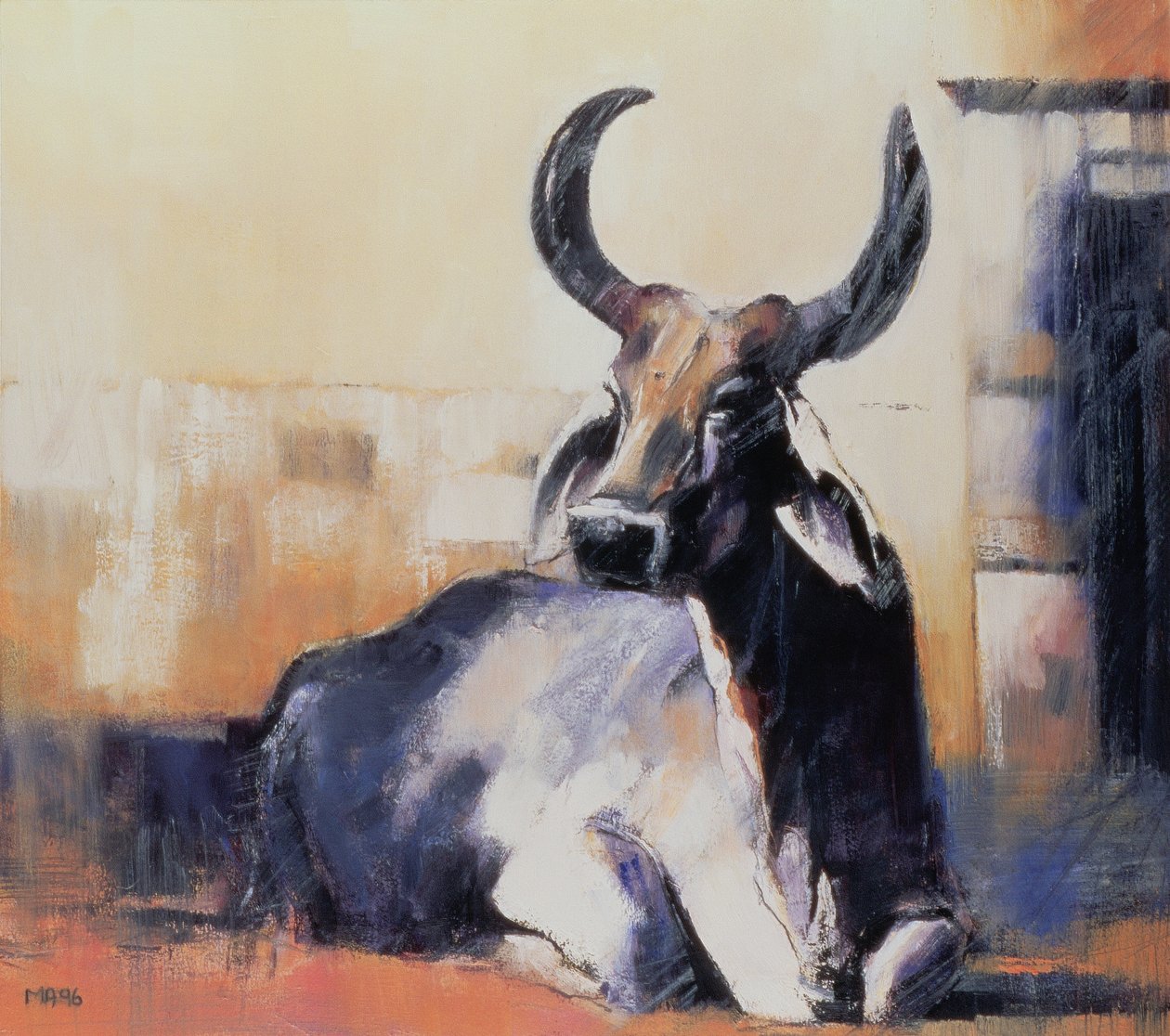 Święta Krowa, Bhuj, 1996 (olej na papierze) autorstwa Mark Adlington