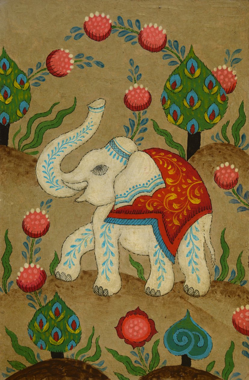 Słoń Puja, 2024 (akryl i tusz na karcie) autorstwa Mark Briscoe