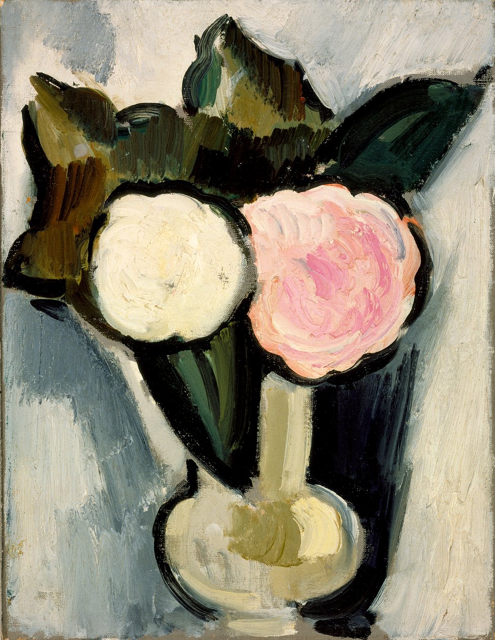 Różowe i białe kwiaty w wazonie, ok. 1929 autorstwa Marsden Hartley