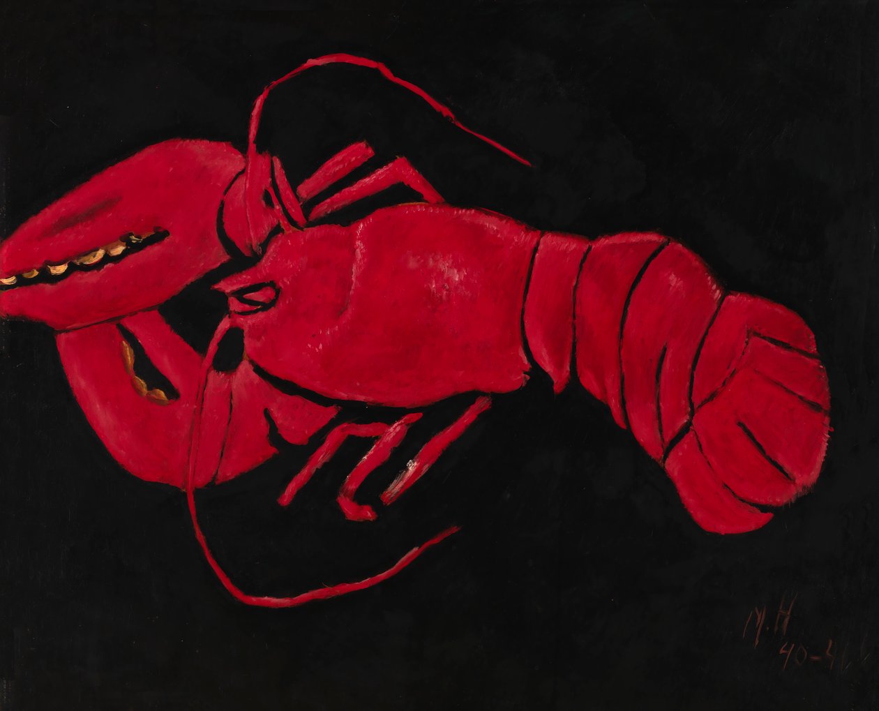 Homar na czarnym tle, 1940-1941. autorstwa Marsden Hartley