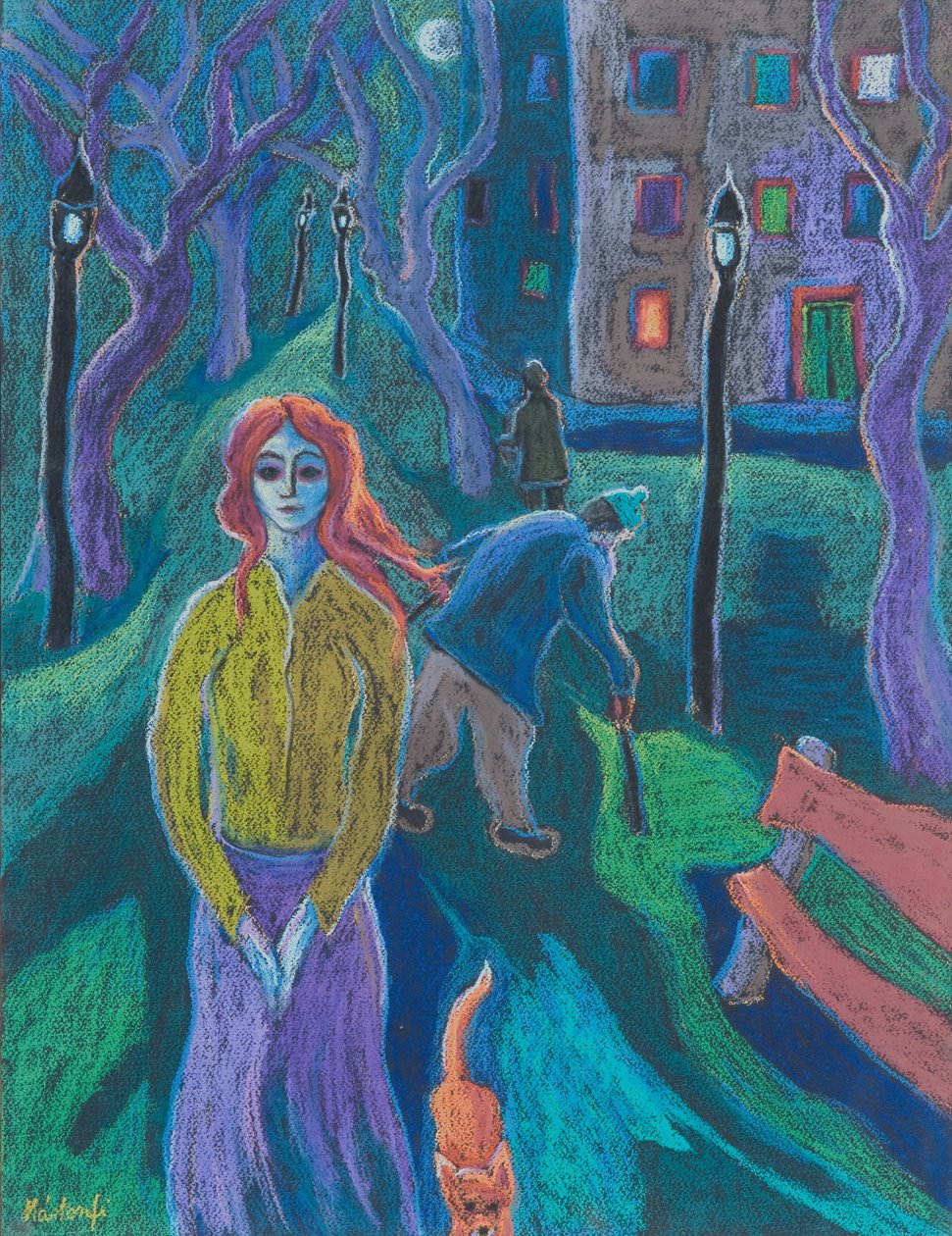 Wieczorny spacer, 2005 (pastel na papierze) autorstwa Marta Martonfi Benke