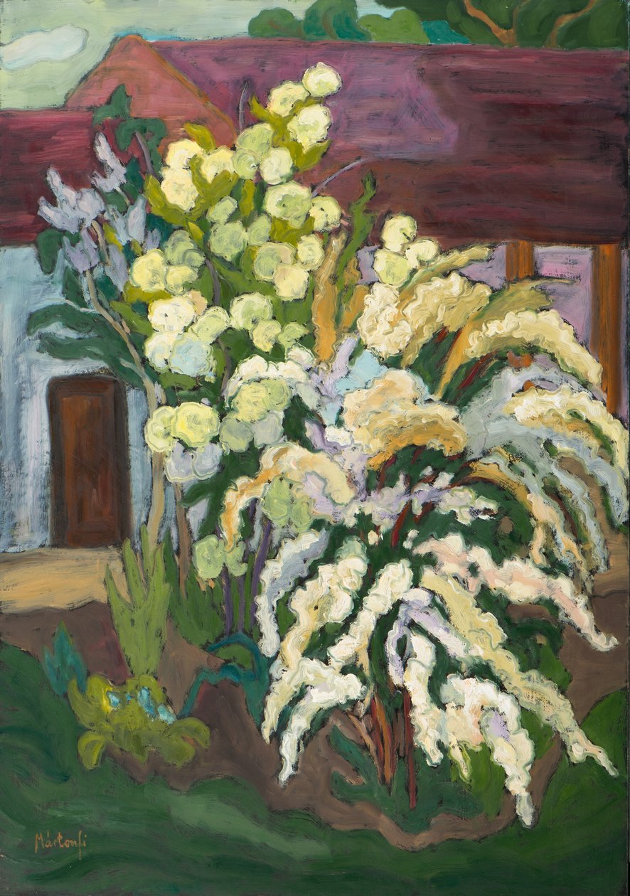 Shrubbery in Bloom (2011) olej na pokładzie autorstwa Marta Martonfi Benke