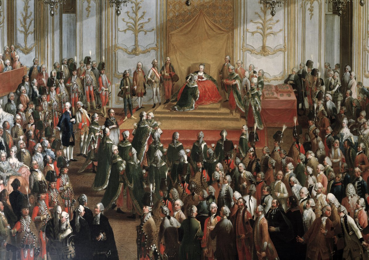 Maria Teresa przy inwestyturze Zakonu św. Szczepana, 1764 (detal z 67407) autorstwa Martin II Mytens or Meytens